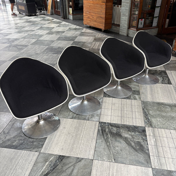 Original 1960s Tulip Swivel Base Adjustable, Space Age Chairs + Table
