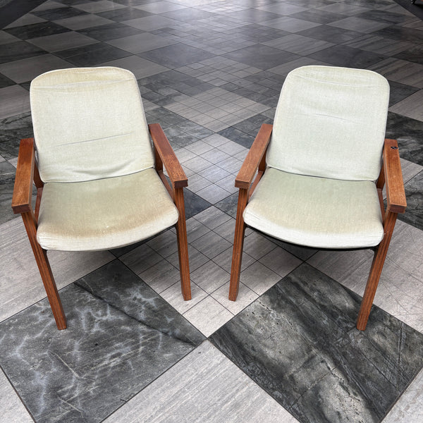 Pair of Mid Century Teak Armchairs