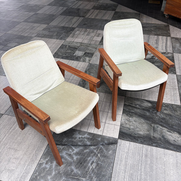 Pair of Mid Century Teak Armchairs