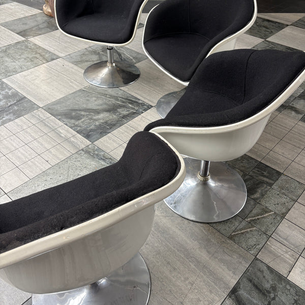 Original 1960s Tulip Swivel Base Adjustable, Space Age Chairs + Table