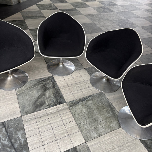 Original 1960s Tulip Swivel Base Adjustable, Space Age Chairs + Table