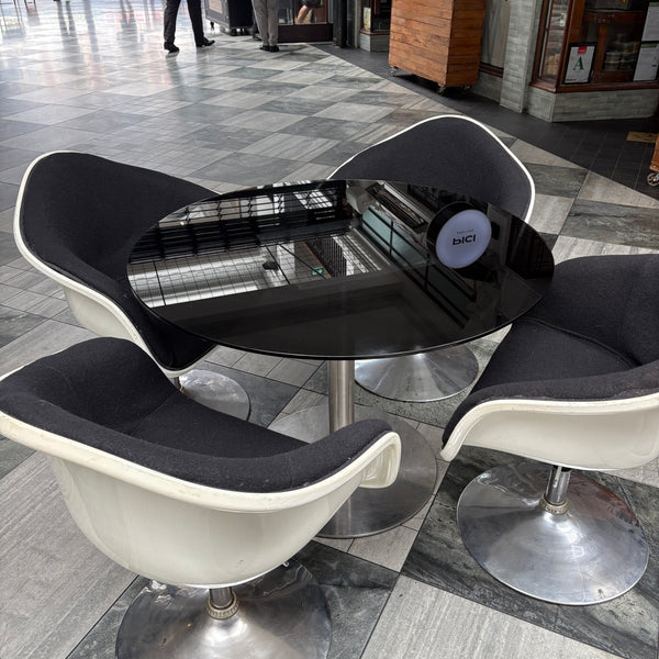 Original 1960s Tulip Swivel Base Adjustable, Space Age Chairs + Table