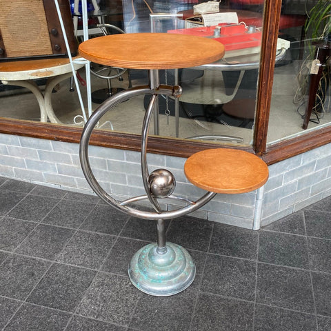 'Space Age' chrome & wood side table