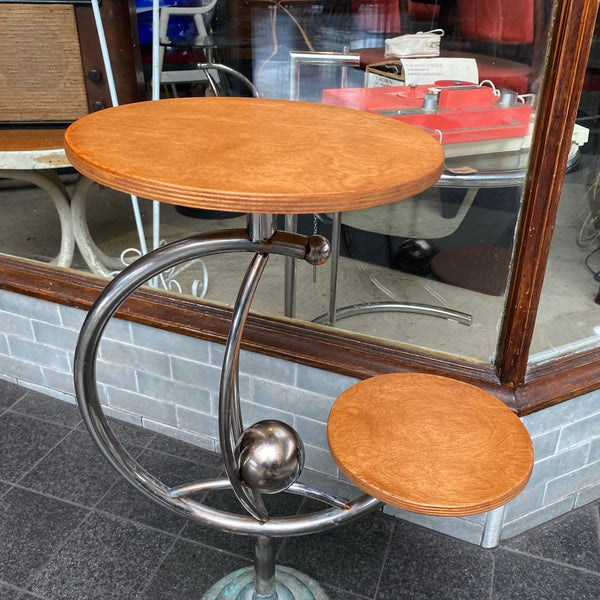 'Space Age' chrome & wood side table