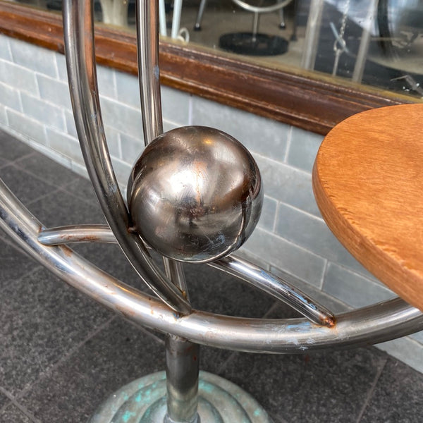 'Space Age' chrome & wood side table