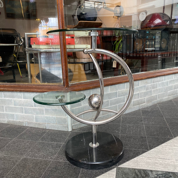 'Space Age' chrome & glass side table