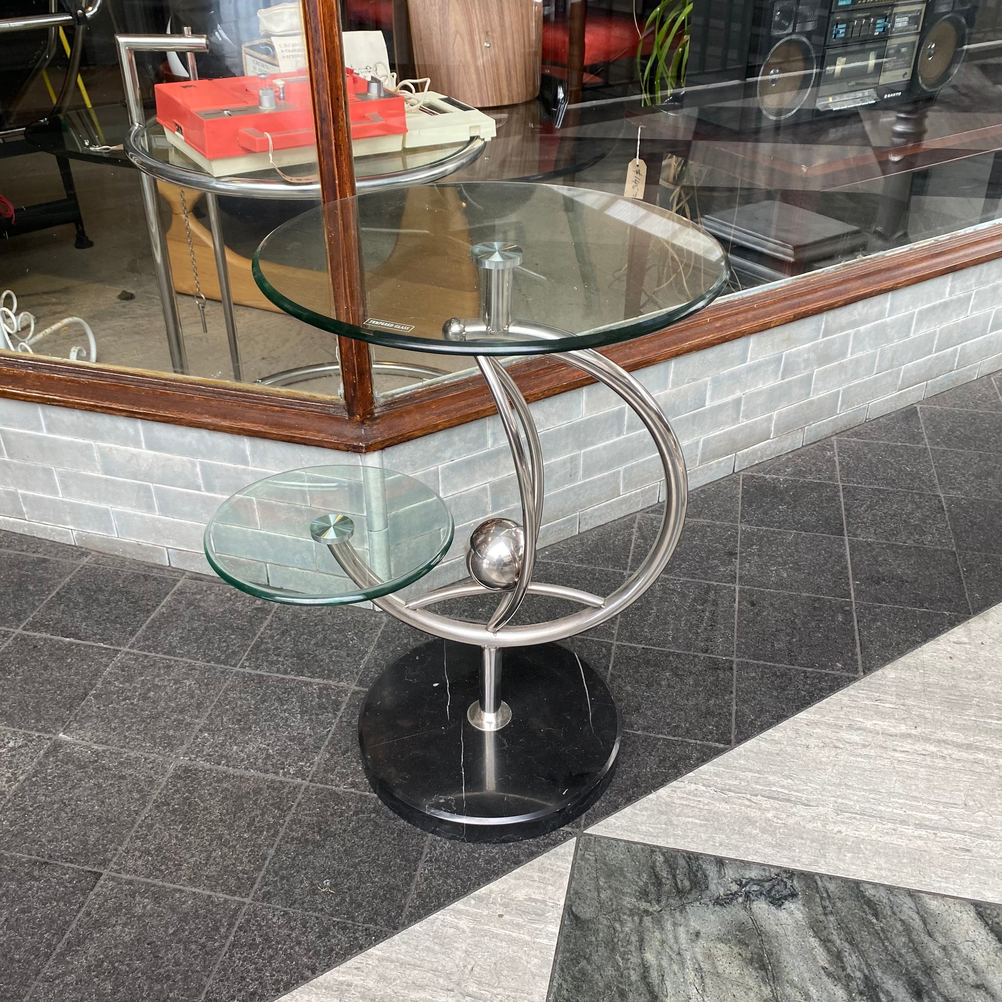 'Space Age' chrome & glass side table
