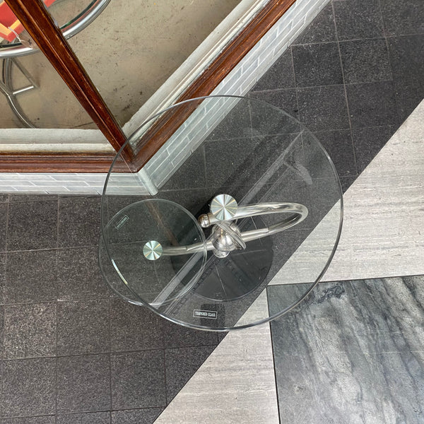 'Space Age' chrome & glass side table
