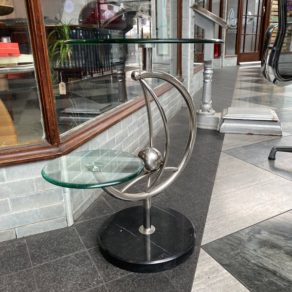 'Space Age' chrome & glass side table